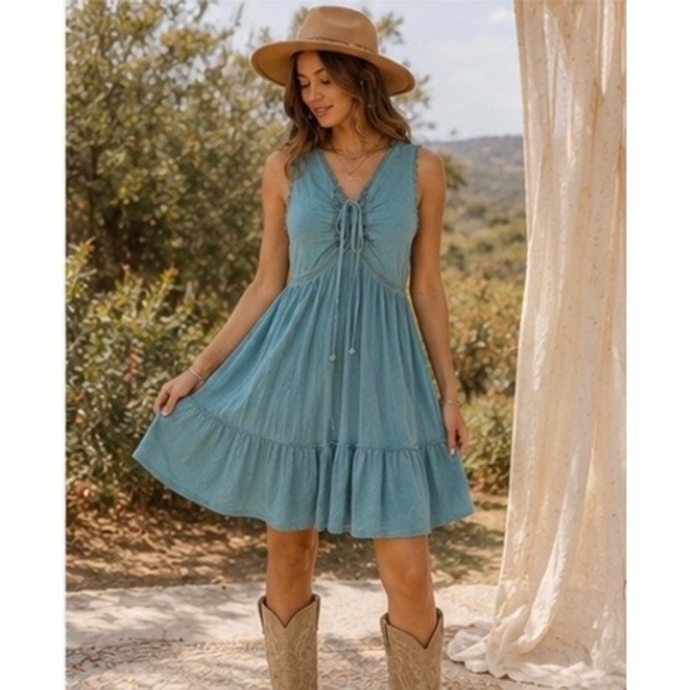 Fairy Grunge Teal Babydoll Dress Size Small
